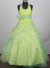 2012 Beautiful Ball Gown Halter Top Floor-length Flower Girl Dress Style RFGDC0113