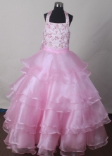 2012 Beautiful Ball Gown Halter Top Floor-length Flower Girl Dress Style RFGDC07