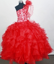 2012 Beautiful Ball Gown One-shoulder Floor-length Flower Girl Dress Style RFGDC098