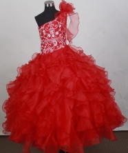 2012 Beautiful Ball Gown One-shoulder Floor-length Flower Girl Dress Style RFGDC098