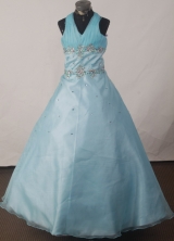 2012 Brand new Ball Gown Halter Top Floor-length Flower Girl Dress Style RFGDC030