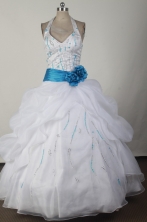 2012 Elegant Ball Gown Halter Top Floor-length Flower Girl Dress Style RFGDC02