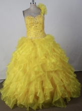 2012 Elegant Ball Gown One-shouldder Floor-length Little Gril Pagant Dress Style RFGDC046