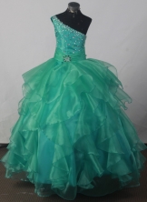 2012 Elegant Ball Gown One-shoulder Floor-length Flower Girl Dress Style RFGDC045