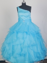 2012 Lovely Ball Gown One-shoulder Floor-length Little Gril Pagant Dress Style RFGDC076