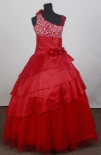 2012 Modest Ball Gown One-shoulder Floor-length Flower Girl Dress Style RFGDC0114