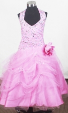 2012 Sweet Ball Gown Halter Top Floor-length Little Gril Pagant Dress Style RFGDC085