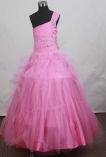 2012 Sweet Ball Gown One-shoulder Floor-length Flower Girl Dress Style RFGDC0102