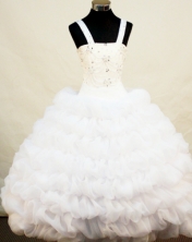 Beautiful Ball Gown Straps Floor-Length White Beading Flower Girl Dresses Style FA-S-221