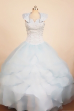 Best Ball Gown Scoop Neck Floor-Length Light Blue Little Girl Pageant Dresses Style FA-Y-313