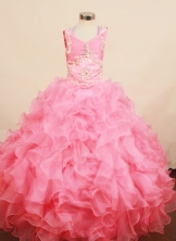 Best Ball Gown Scoop neck Floor-Length Organza Little Girl Pageant Dresses Style FA-Y-314