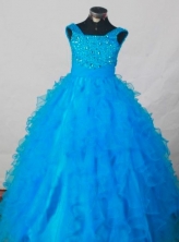 Brand new Ball Gown Off The Shoulder Floor-Length Light Blue Beading Flower Girl Dresses Style Y042401