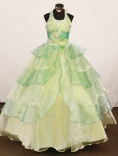 Cheap Ball gown Halter Floor-Length Organza Little Girl Pageant Dresses Style FA-Y-326