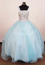 Classical Ball Gown Square Neck Floor-Length Rhinestone Little Girl Pageant Dresses Style FA-Y-350
