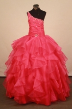 Classical Ball gown One shoulder neck Floor-Length Flower Girl Dress Style FA-Y-86