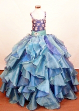 Elegant Ball Gown Square Neck Floor-Length Organza Little Girl Pageant Dresses Style FA-Y-348
