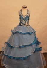 Elegant Ball gown Halter top neck Floor-Length Little Girl Pageant Dresses Style FA-Y-315