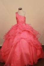 Elegant Ball gown One shoulder neck Floor-Length Little Girl Pageant Dresses Style FA-Y-347