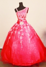 Exquisite Ball Gown One Shoulder Neck Floor-Length Organza Little Girl Pageant Dresses Style FA-Y-360