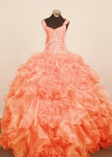 Exquisite Ball Gown Strap Floor-Length Orange Red Little Girl Pageant Dresses Style FA-Y-336