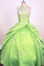 Fashionable Ball Gown Halter Floor-Length Taffeta Little Girl Pageant Dresses Style FA-Y-332