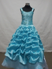 Fashionable Ball Gown Off The Shoulder Neckline Floor-Length Blue Beading and Appliques Flower Girl 
