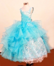 Fashionable Ball Gown Square Neck Floor-Length Lace Little Girl Pageant Dresses Style FA-Y-354