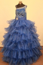 Fashionable Ball gown One shoulder neck Floor-Length Little Girl Pageant Dresses Style FA-Y-345