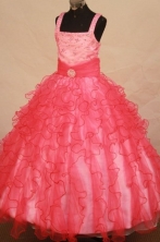 Formal Ball gown Square Floor-length Organza Beading Flower Girl Dresses Style FA-C-246