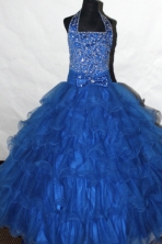 Gorgeous Ball gown Halter top neck Floor-length Flower Girl Dresses Style FA-C-123