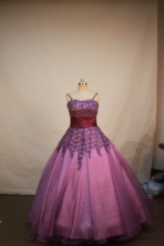 Lovely Ball Gown Straps Floor-Length Purple Appliques and Beading Flower Girl Dresses Style FA-S-226