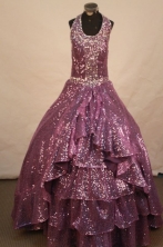 Perfect A-line Halter top neck Floor-length Purple Beading Flower Girl Dresses Style FA-C-274