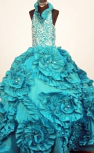 Perfect Ball Gown Halter Top Neck Floor-Length Taffeta Little Girl Pageant Dresses Style FA-Y-62