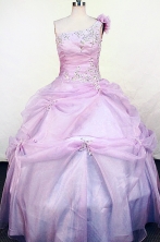 Perfect Ball Gown One Shoulder Floor-length Lilac  Appliques Flower Girl dress Style FA-L-435