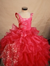 Perfect Ball gown Square Floor-length Red Appliques Flower Girl Dresses Style FA-C-250