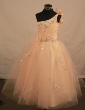 Sweet Ball Gown One Shoulder Floor-Length Flower Girl Dresses TD2402