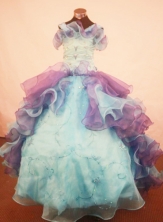 Popular Ball Gown Strap Floor-Length Organza Little Girl Pageant Dresses Style FA-Y-309