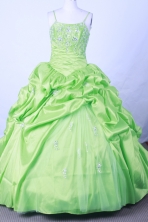 Popular Ball Gown Straps Floor-Length Spring Green Flower Girl Dresses Style FG42306