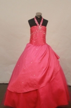 Popular Ball gown Halter top neck Floor-Length Little Girl Pageant Dresses Style FA-Y-310