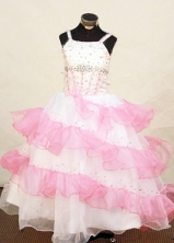 Pretty Ball Gown Strap Floor-Length Organza Little Girl Pageant Dresses Style FA-Y-319