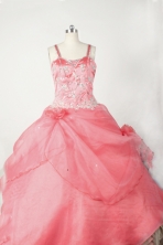 Sweet Ball Gown Straps Floor-Length Baby Pink Appliques and Beading Flower Girl Dresses Style FA-S-210