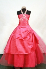 Sweet Ball gown Halter Top Neck Floor-length Flower Girl Dresses Style FA-C-133
