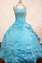 Wonderful Ball gown Halter top neck Floor-length Litter Girl Dress Style FA-W-288