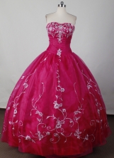 Beautiful Ball Gown Strapless Floor-length Magenta Quinceanera Dress LJ2606