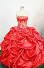 Brand New ball gown strapless floor-length red appliques quinceanera dress FA-X-060