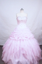 Brand new ball gown strapless floor-length  beading baby pink organza quinceanera dress FA-X-46