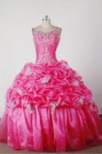 Elegant Ball Gown Straps Floor-length Hot Pink Quincenera Dresses TD260018