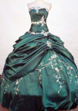 Perfect Ball Gown Strapless Floor-length Taffeta Dark Green Quinceanera Dresses Style FA-W-410