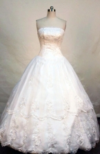 Popular ball gown strapless floor-length lace white quinceanera dress FA-X-020