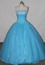 Simple A-line Strapless Floor-length Quinceanera Dresses Appliques Style FA-Z-0032 